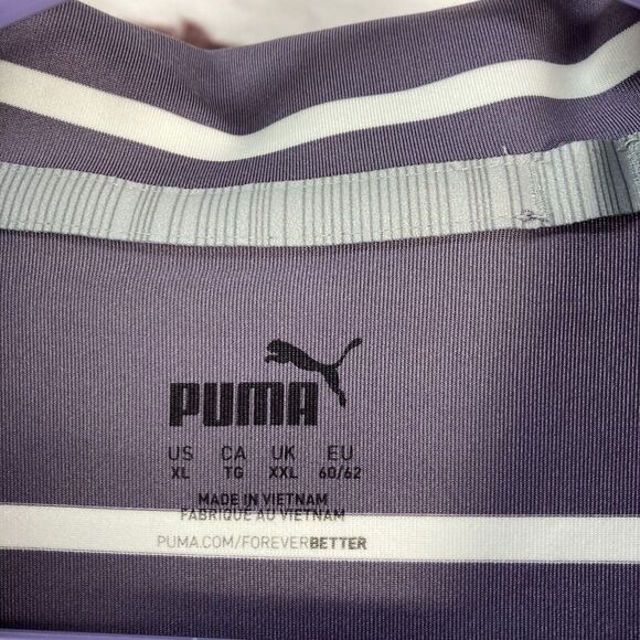 Puma Golf Shirt SZ XL Purple White Stripe Mens Performance Athletic Activewear - Picture 3 of 9